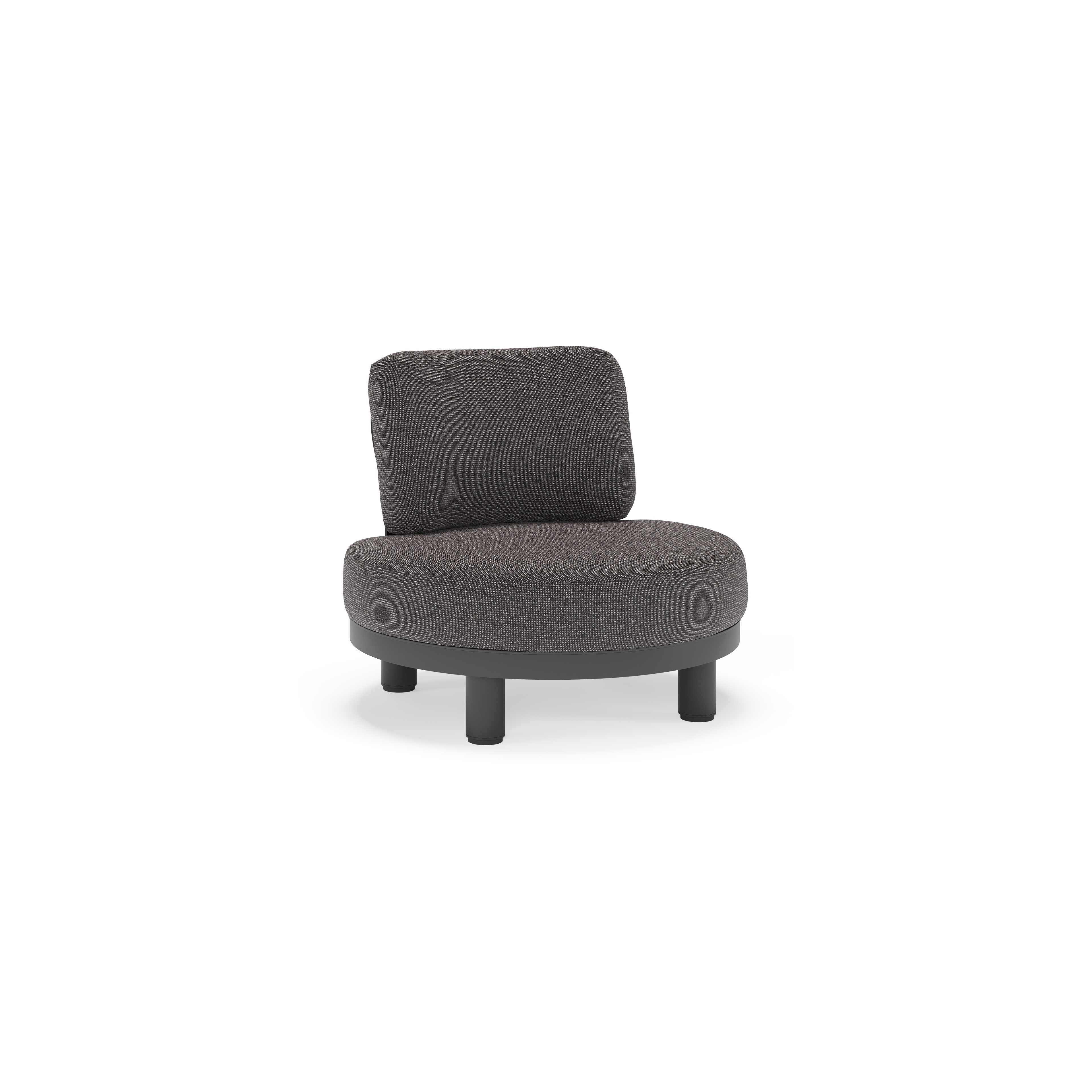 Fauteuil de jardin Donato en aluminium noir et coussins en all weather solica Firenze Tunder