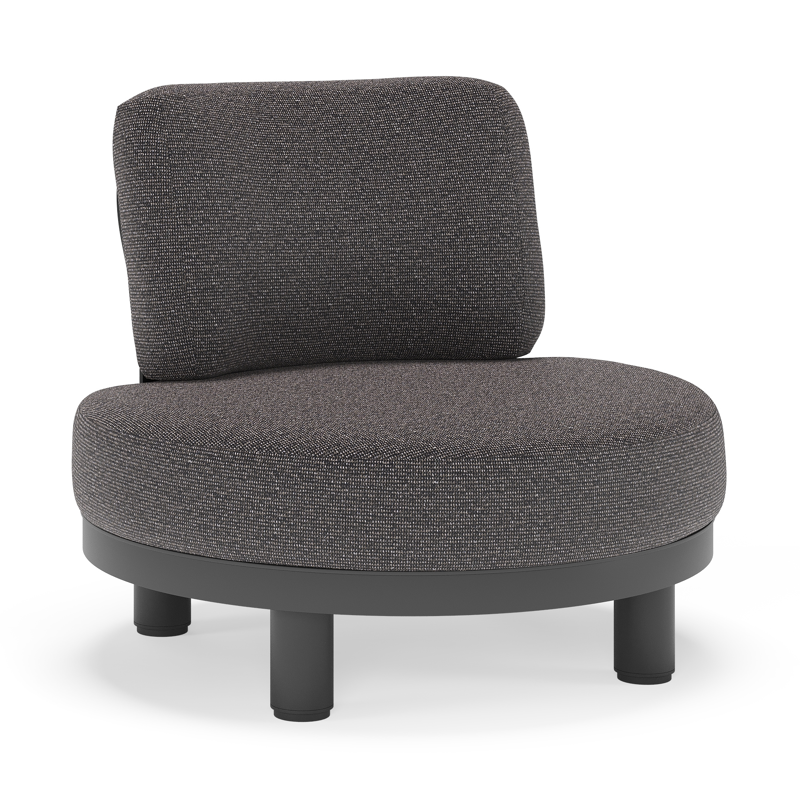 Donato loungestoel in zwart aluminium met all weather solica Firenze Tunder kussen