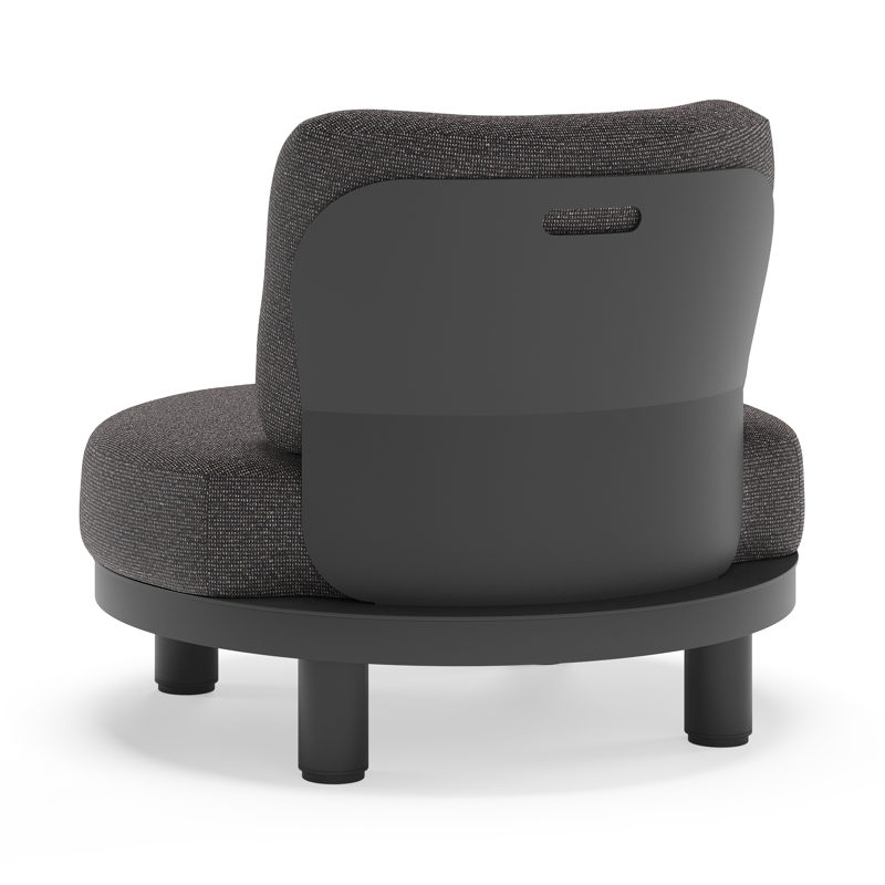 Donato loungestoel in zwart aluminium met all weather solica Firenze Tunder kussen