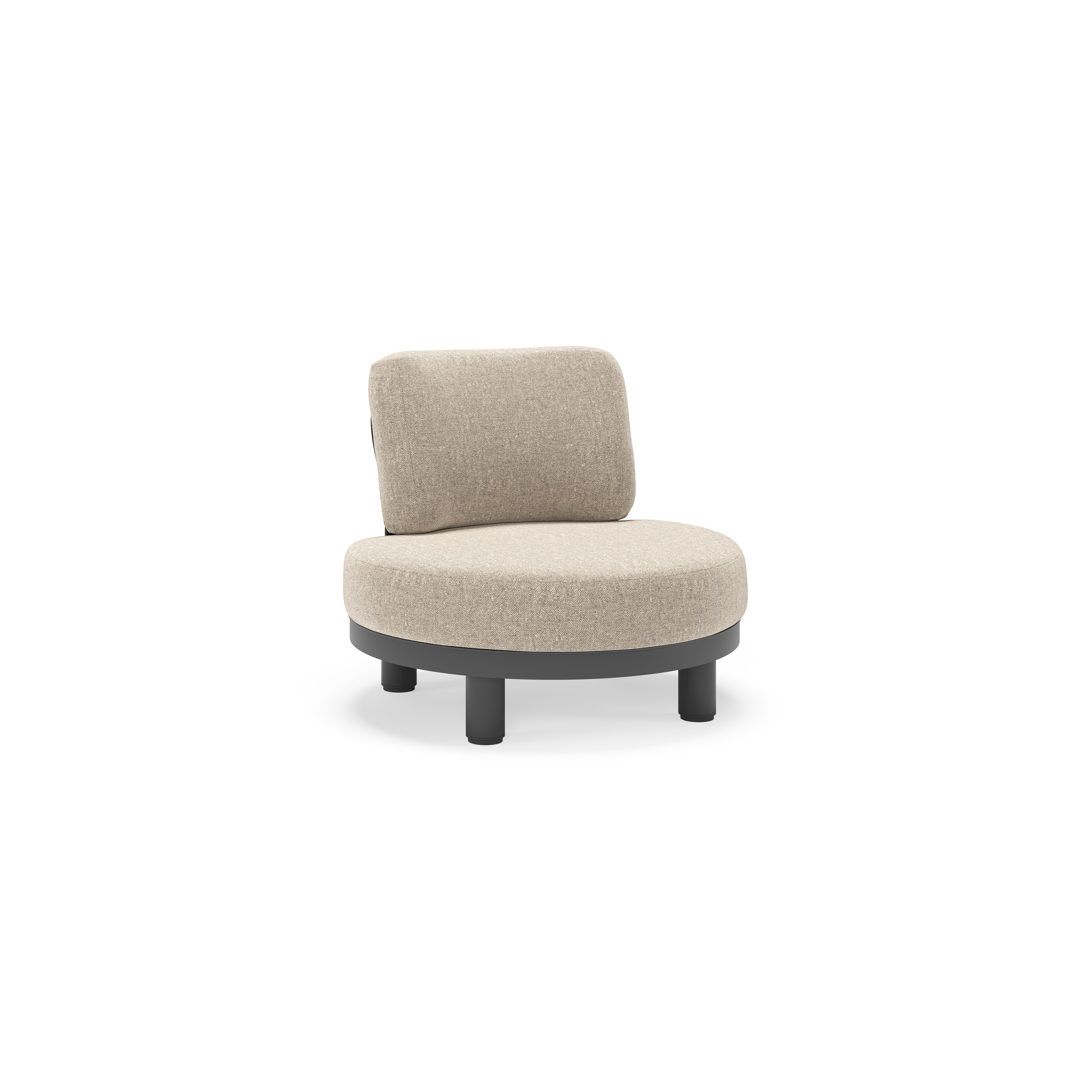 Fauteuil de jardin Donato en aluminium noir et coussins en all weather sunbrella® luxe Chartres Pewter