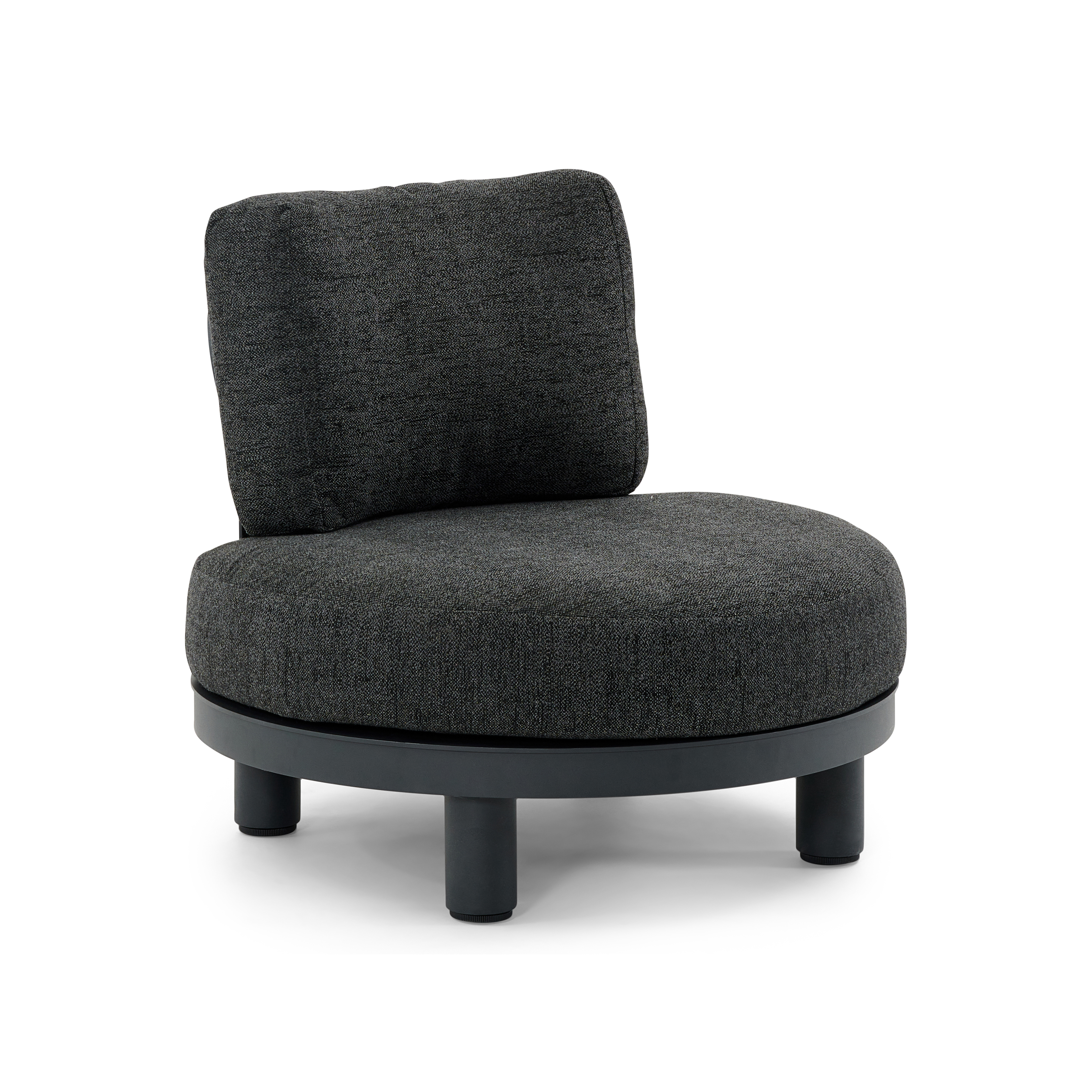 Fauteuil de jardin Donato 1-pl en aluminium noir avec coussin en all weather sunbrella® luxe chartres sooty