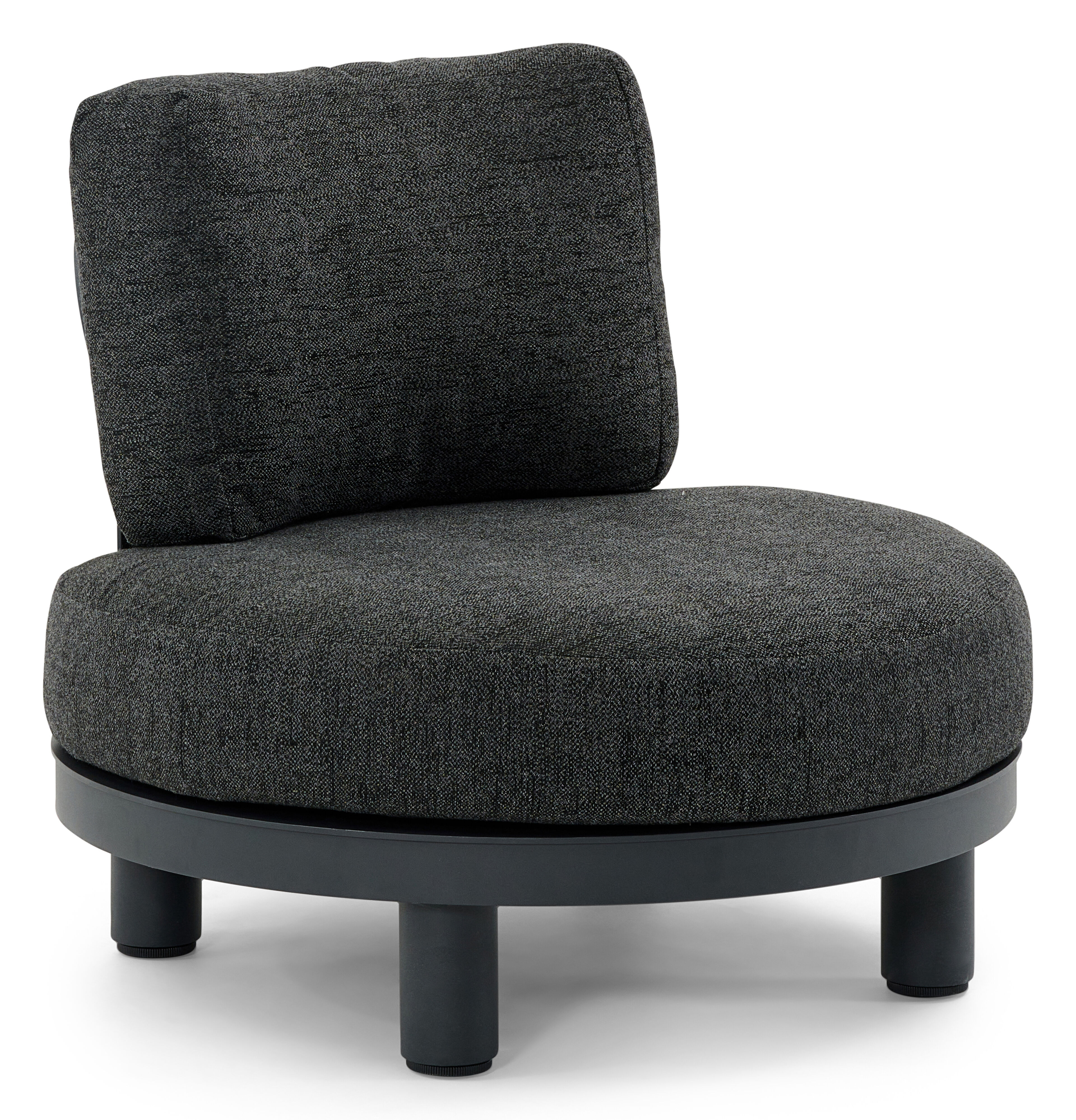 Donato loungezetel 1-zit in zwart aluminium met chartres sooty all weather sunbrella® luxe kussen