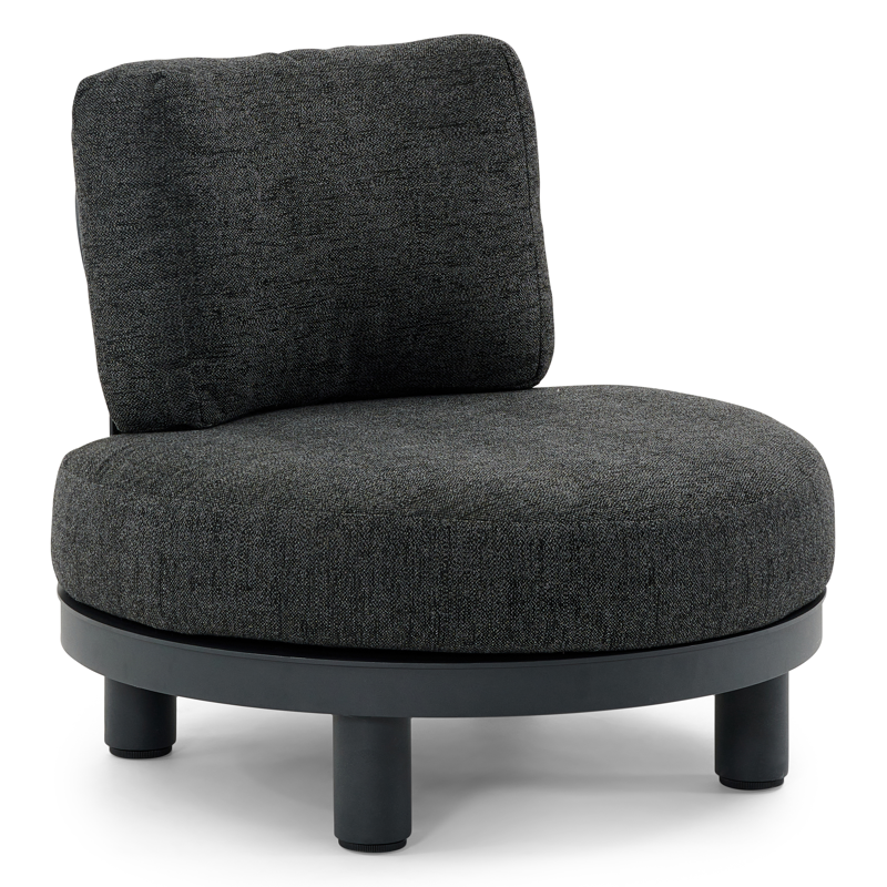 Donato loungezetel 1-zit in zwart aluminium met chartres sooty all weather sunbrella® luxe kussen