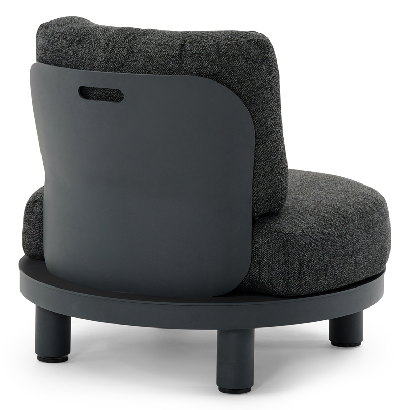 Donato loungezetel 1-zit in zwart aluminium met chartres sooty all weather sunbrella® luxe kussen
