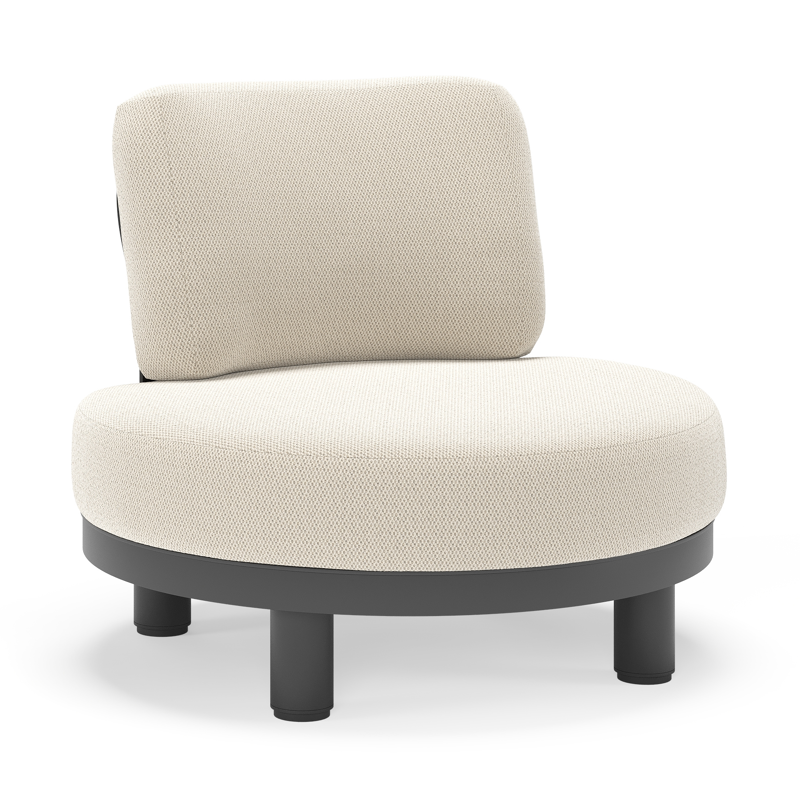 Donato loungestoel in zwart aluminium met all weather sunbrella® luxe Lopi Marble kussen