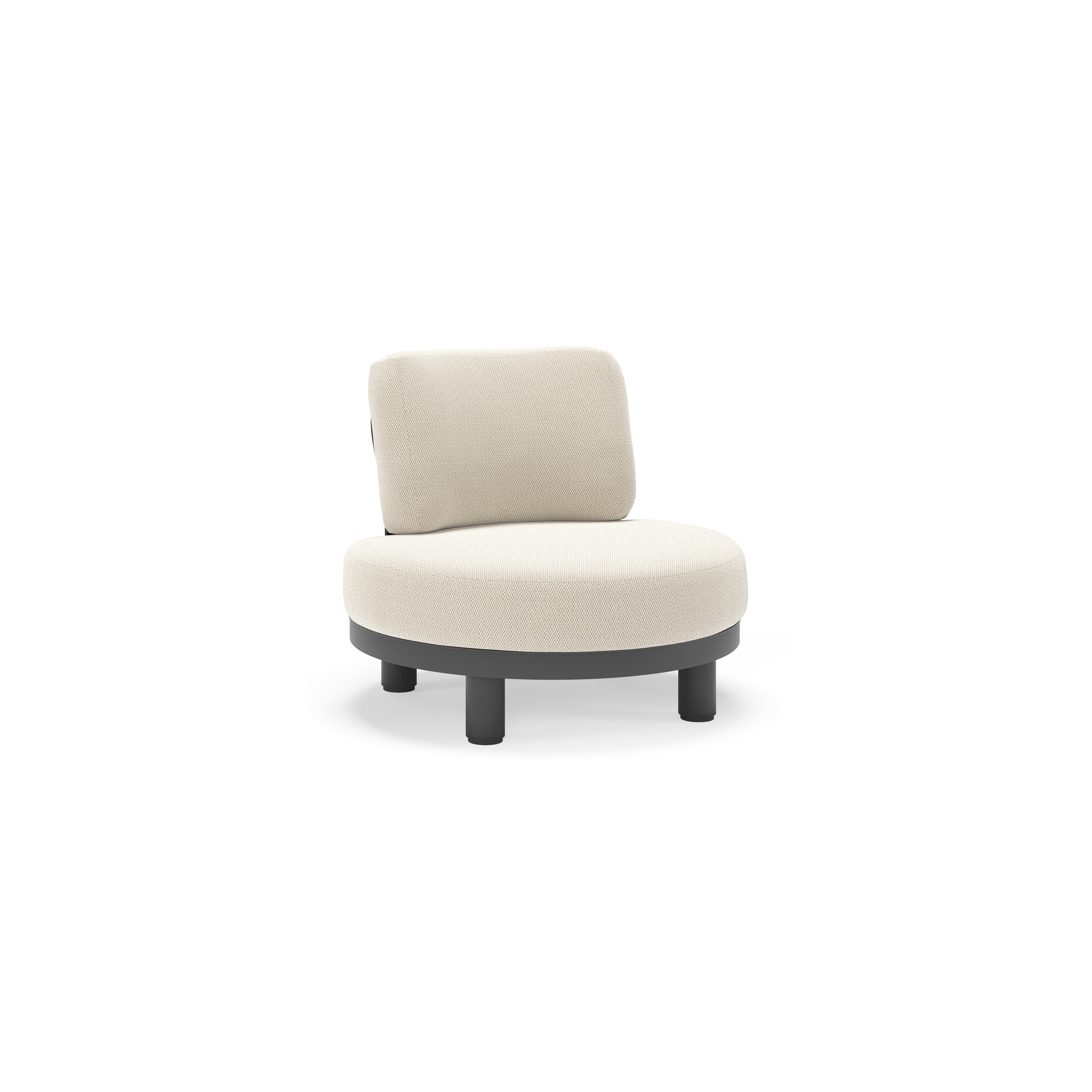 Donato loungestoel in zwart aluminium met all weather sunbrella® luxe Lopi Marble kussen