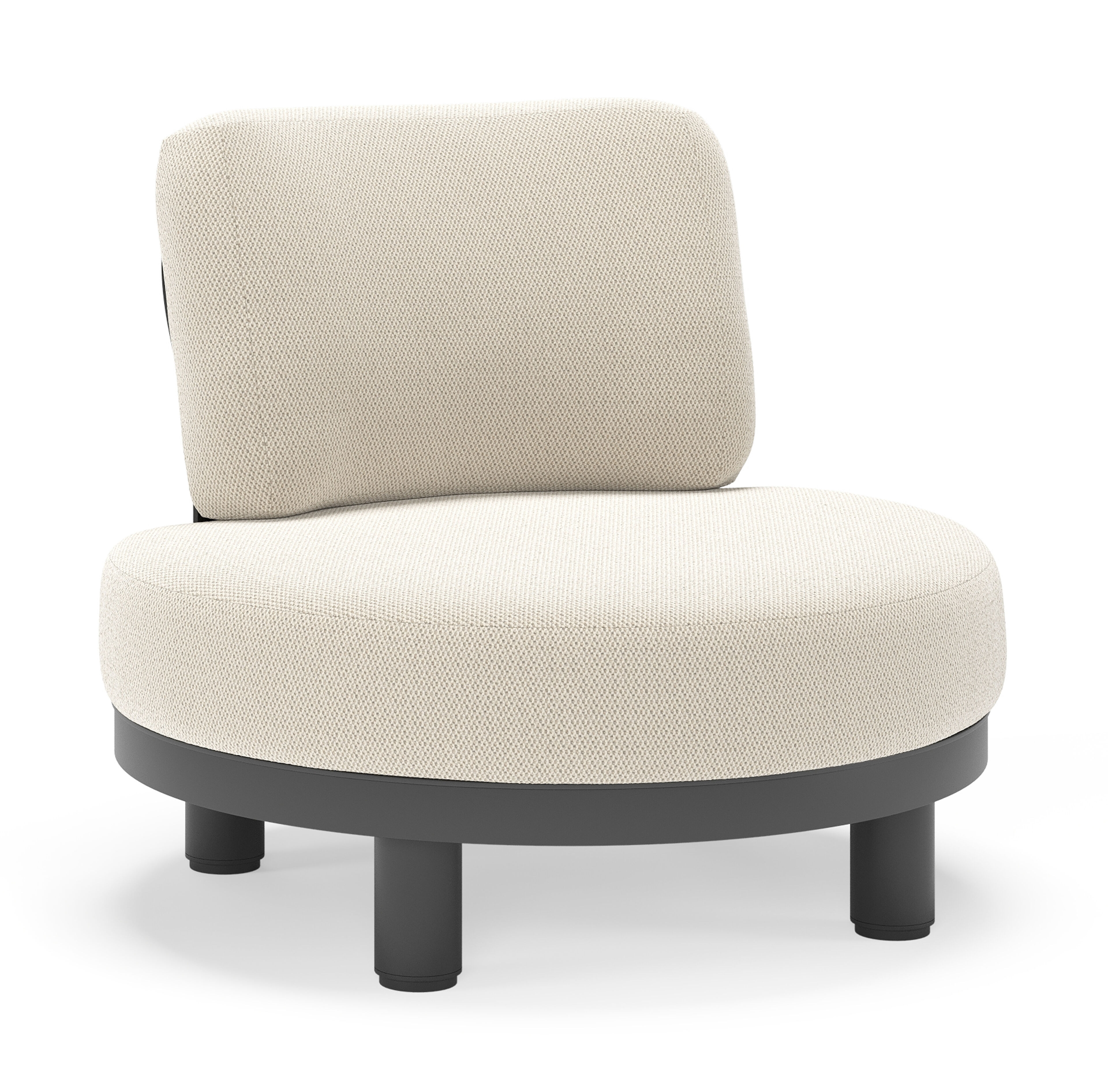 Donato loungestoel in zwart aluminium met all weather sunbrella® luxe Lopi Marble kussen