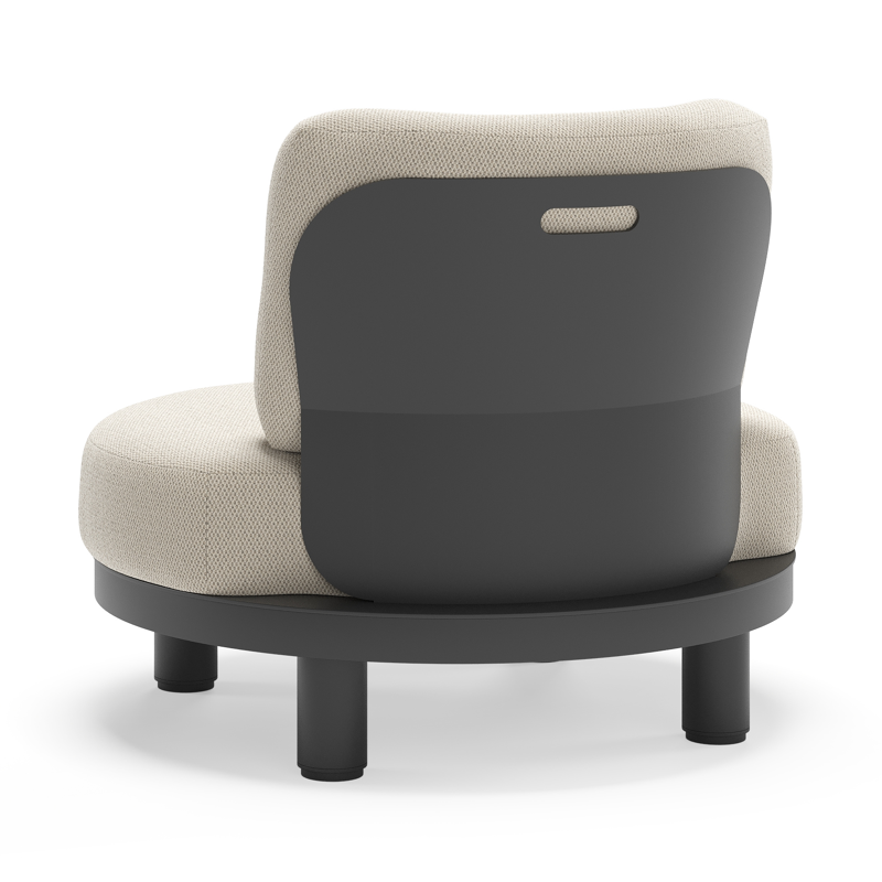 Donato loungestoel in zwart aluminium met all weather sunbrella® luxe Lopi Marble kussen