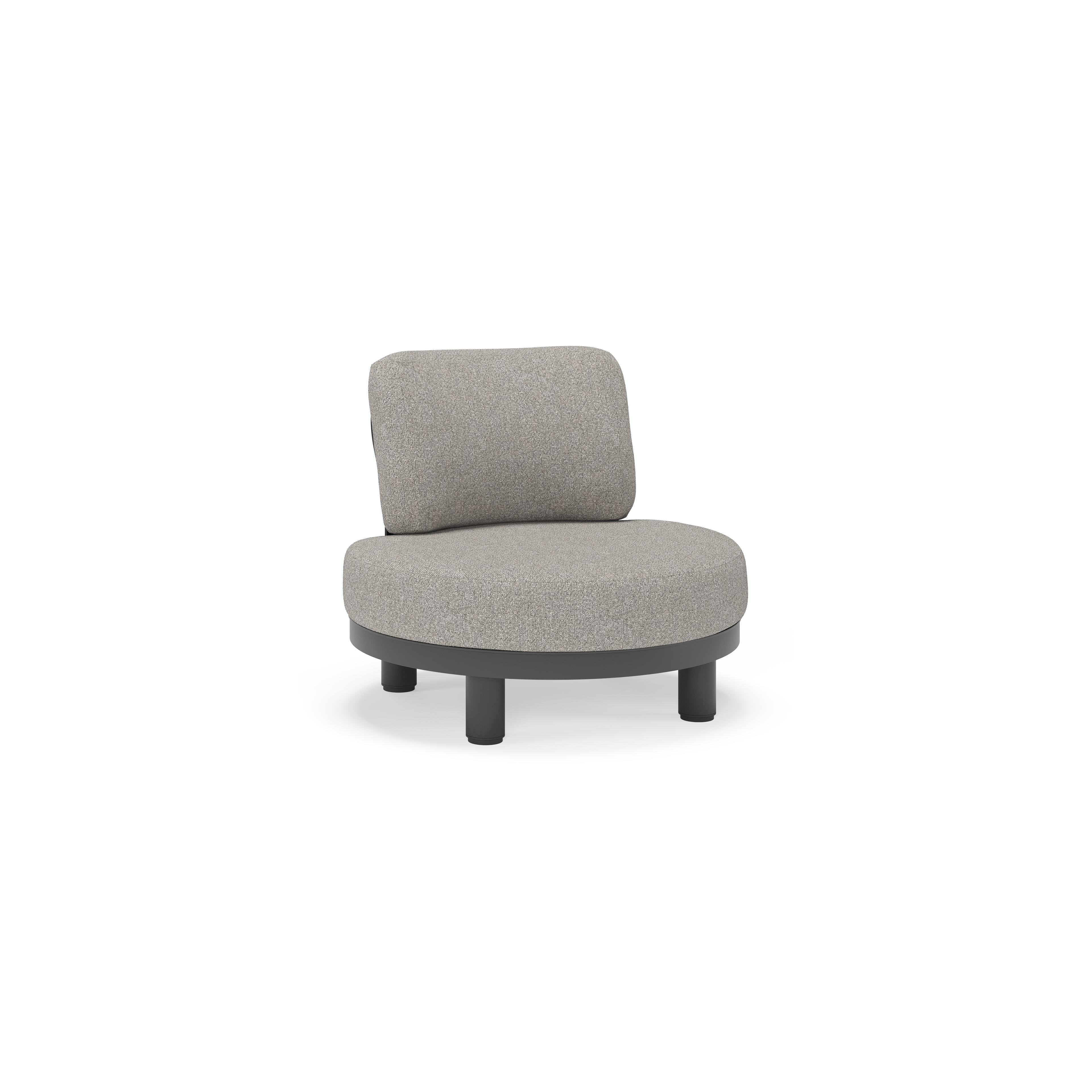 Donato loungestoel in zwart aluminium met all weather sunbrella® luxe Tundra Charcoal kussen