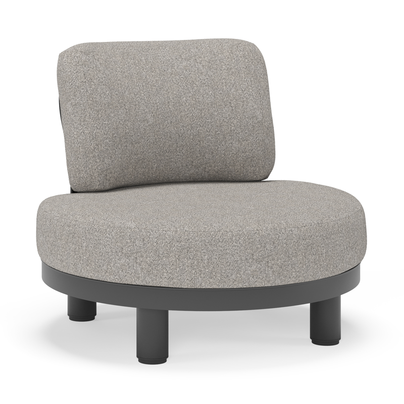 Donato loungestoel in zwart aluminium met all weather sunbrella® luxe Tundra Charcoal kussen