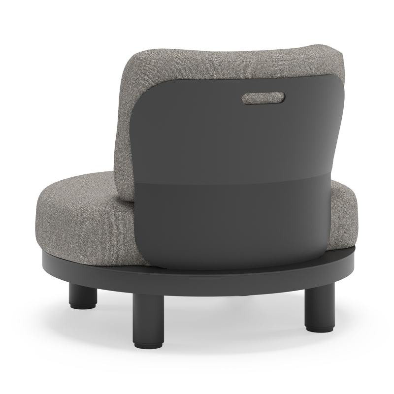 Donato loungestoel in zwart aluminium met all weather sunbrella® luxe Tundra Charcoal kussen