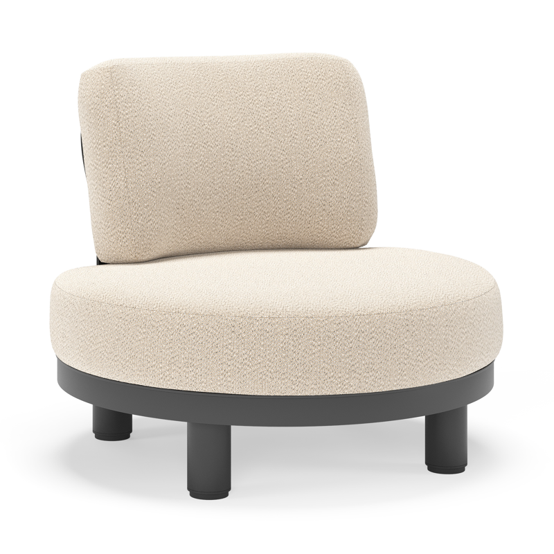 Donato loungestoel in zwart aluminium met all weather sunbrella® luxe Lopi Sand kussen