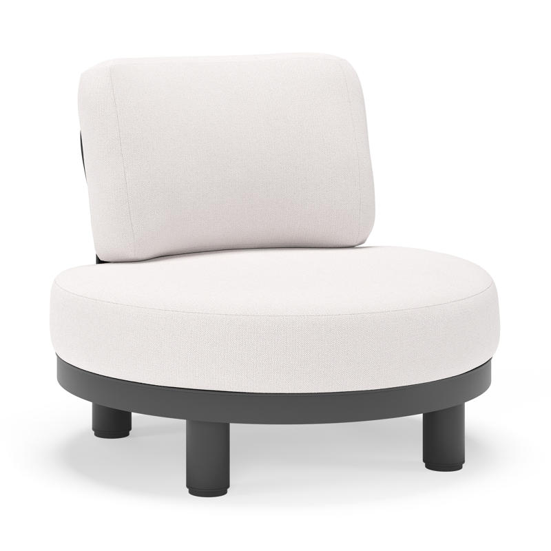 Donato loungestoel in zwart aluminium met all weather sunbrella® luxe Savane Whisper kussen