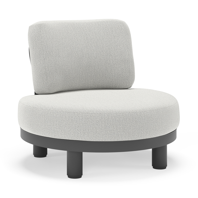 Fauteuil de jardin Donato en aluminium noir et coussins en all weather sunbrella® luxe Savane Nimbus