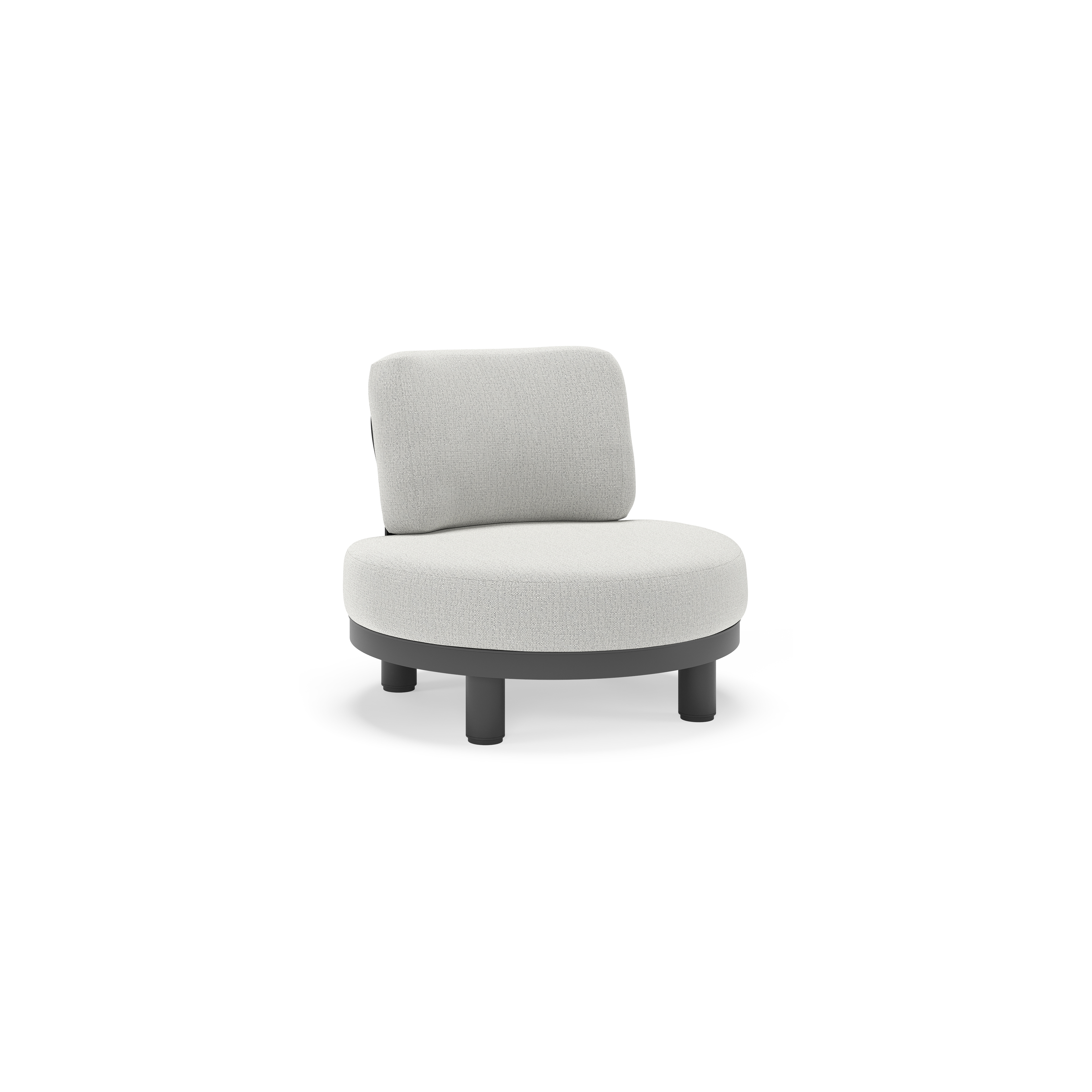 Fauteuil de jardin Donato en aluminium noir et coussins en all weather sunbrella® luxe Savane Nimbus