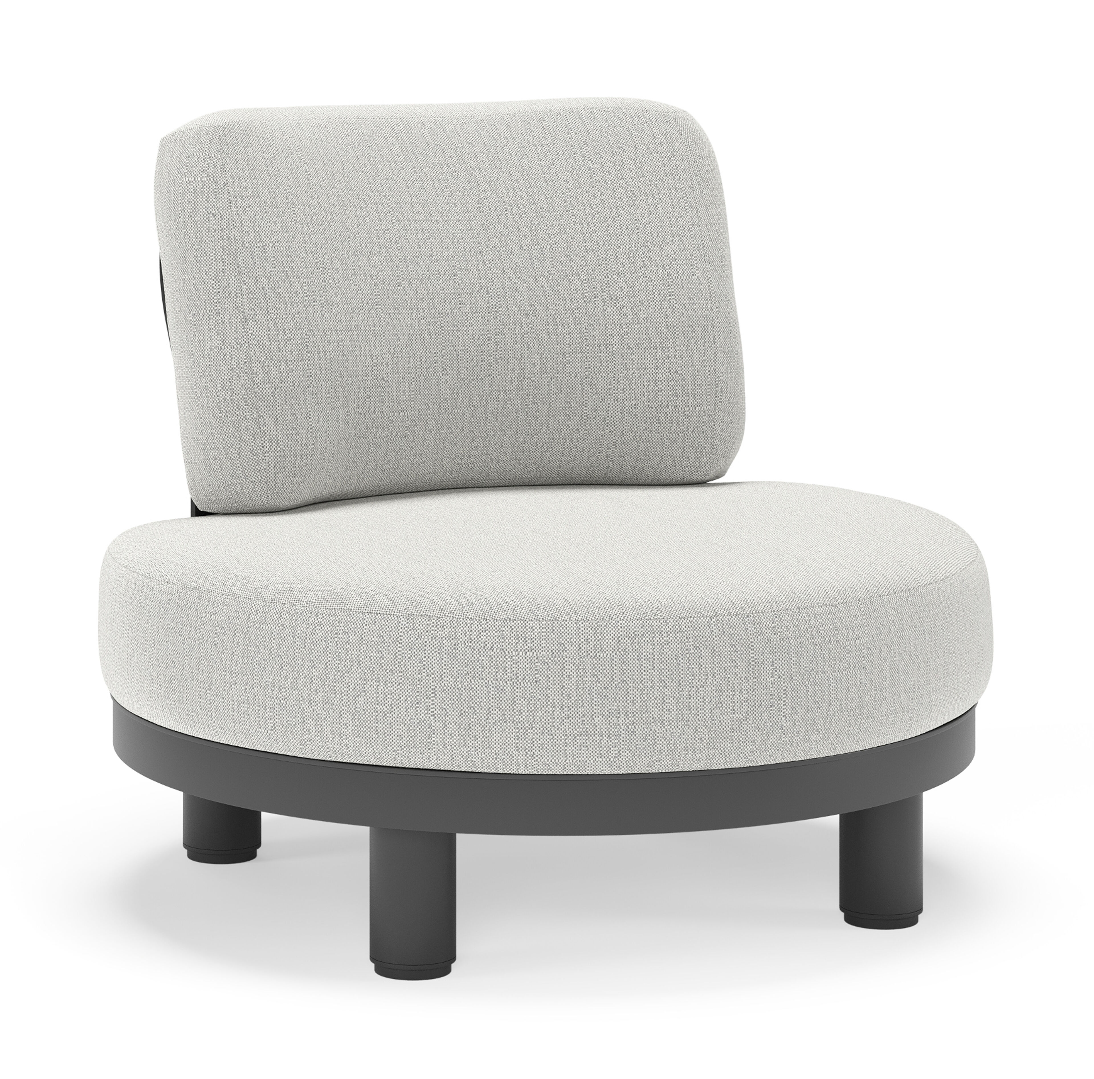 Fauteuil de jardin Donato en aluminium noir et coussins en all weather sunbrella® luxe Savane Nimbus