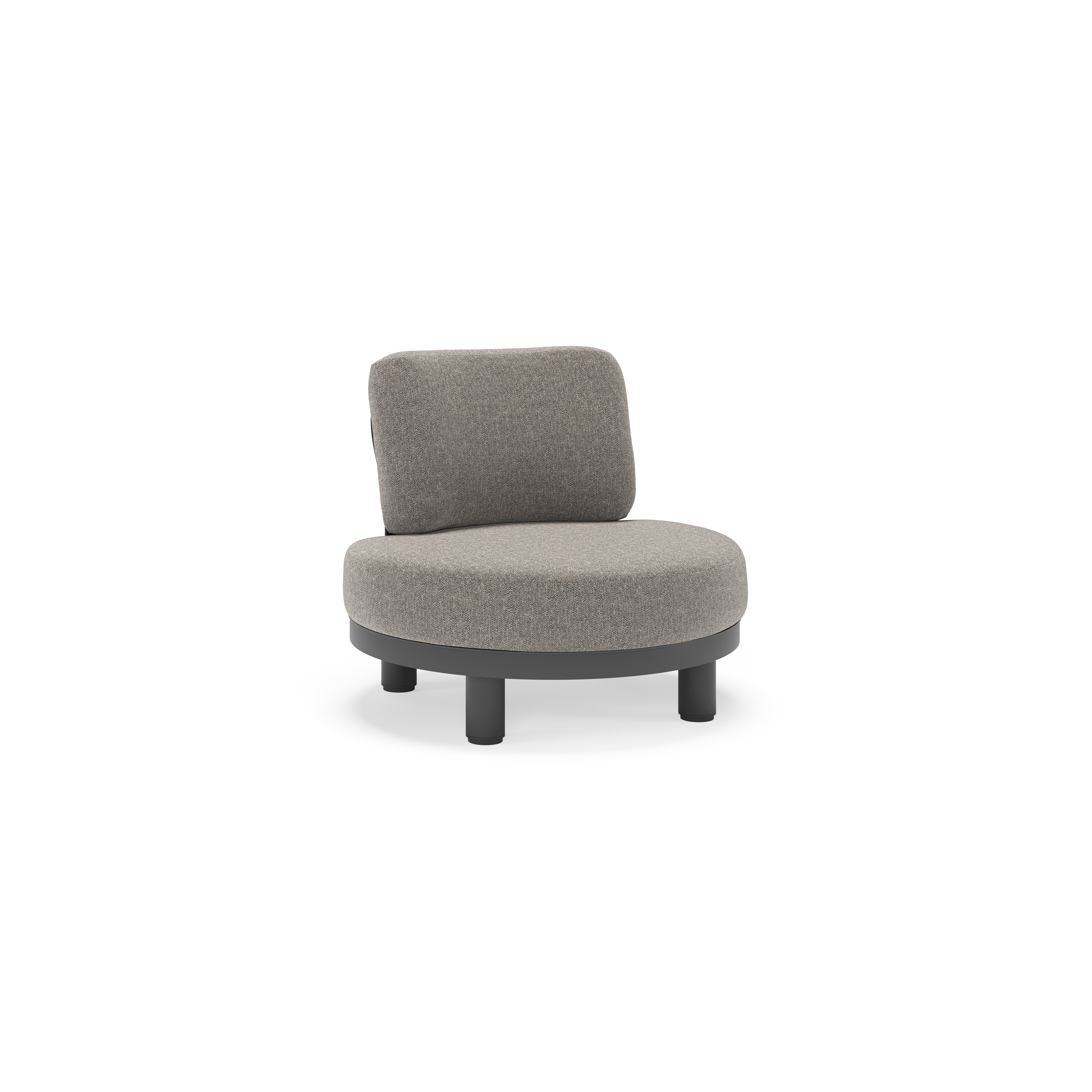 Fauteuil de jardin Donato en aluminium noir et coussins en all weather sunbrella® luxe Chartres Drizzle