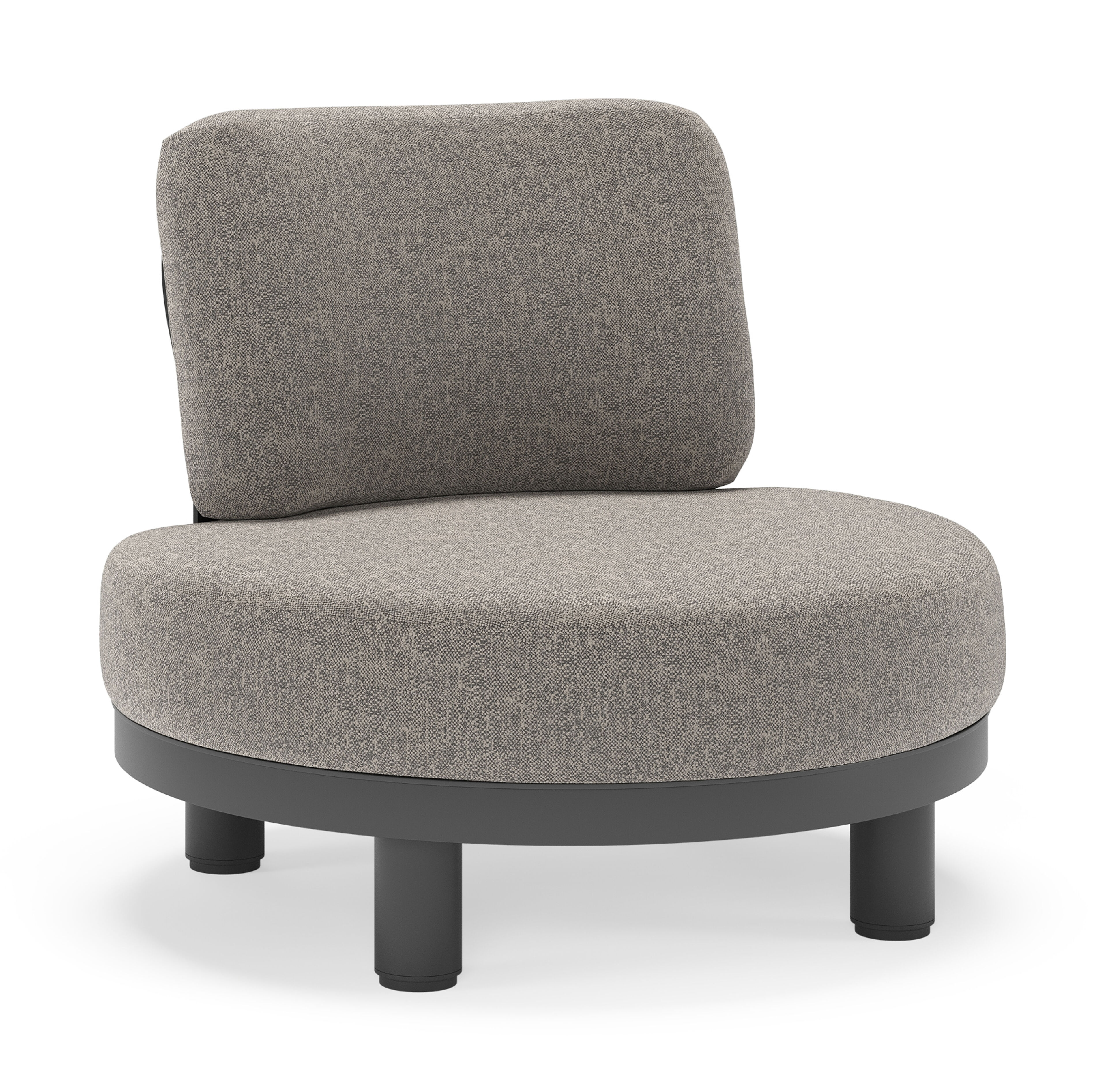 Fauteuil de jardin Donato en aluminium noir et coussins en all weather sunbrella® luxe Chartres Drizzle