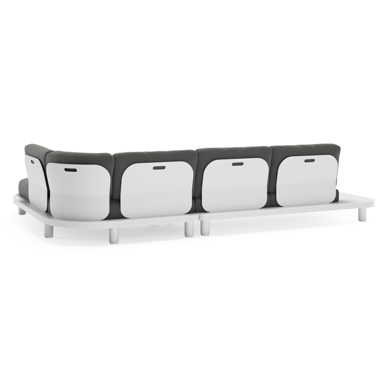 Donato loungehoek in wit aluminium met all weather sunbrella® luxe Natte Charcoal Chine kussen