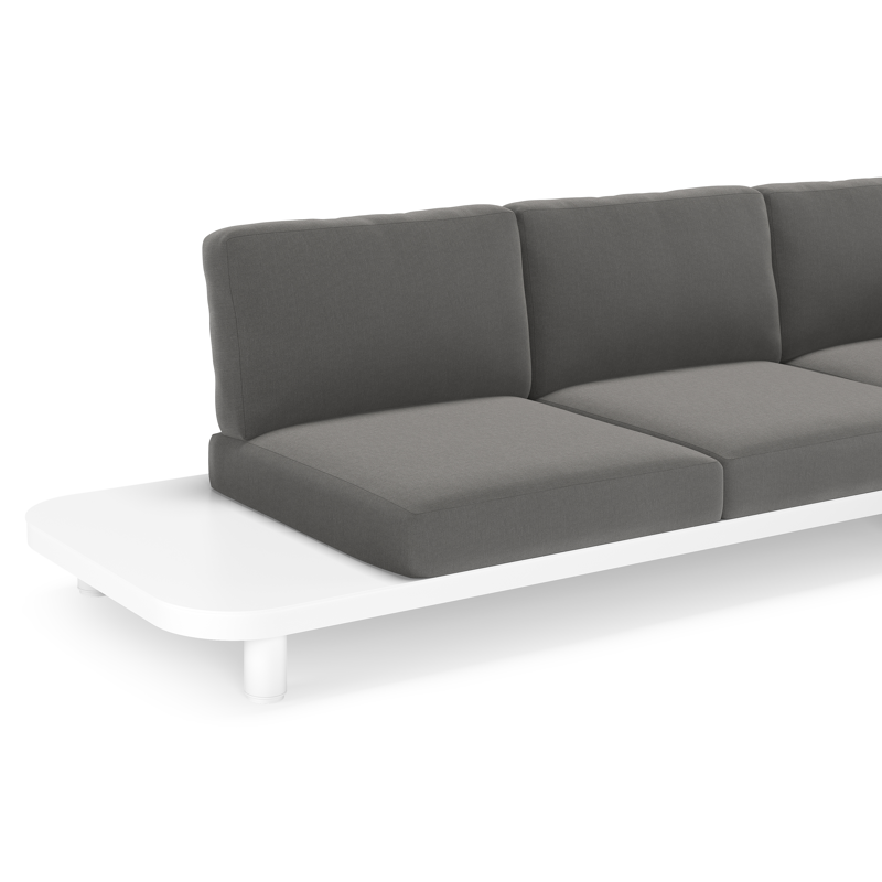 Donato loungehoek in wit aluminium met all weather sunbrella® luxe Natte Charcoal Chine kussen