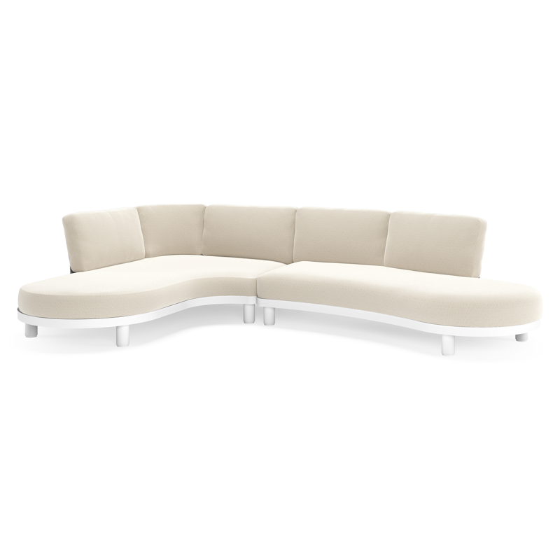 Donato loungehoek in wit aluminium met all weather sunbrella® luxe Lopi Marble kussen
