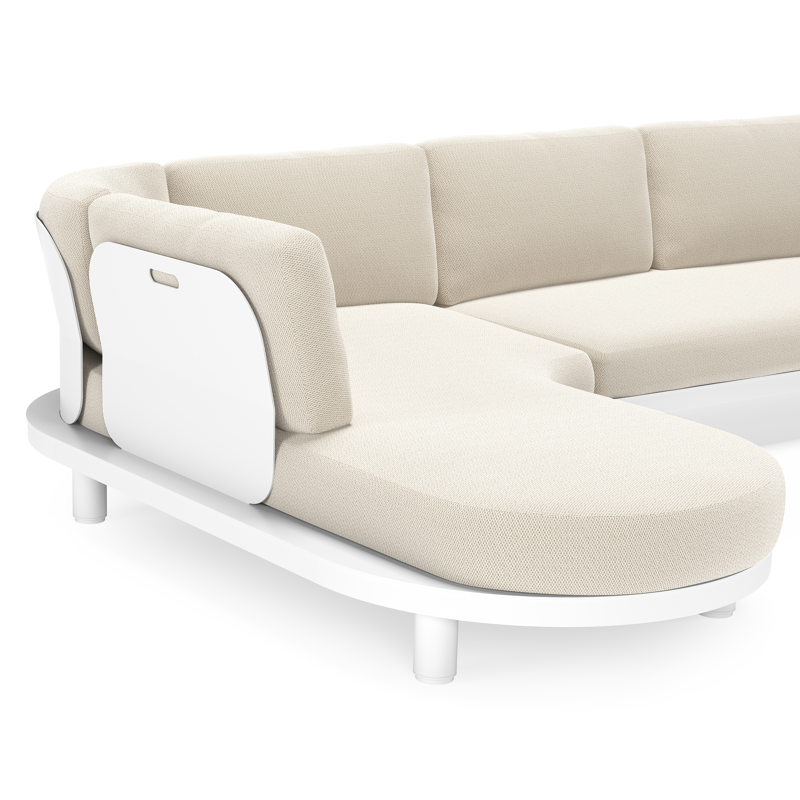 Donato loungehoek in wit aluminium met all weather sunbrella® luxe Lopi Marble kussen