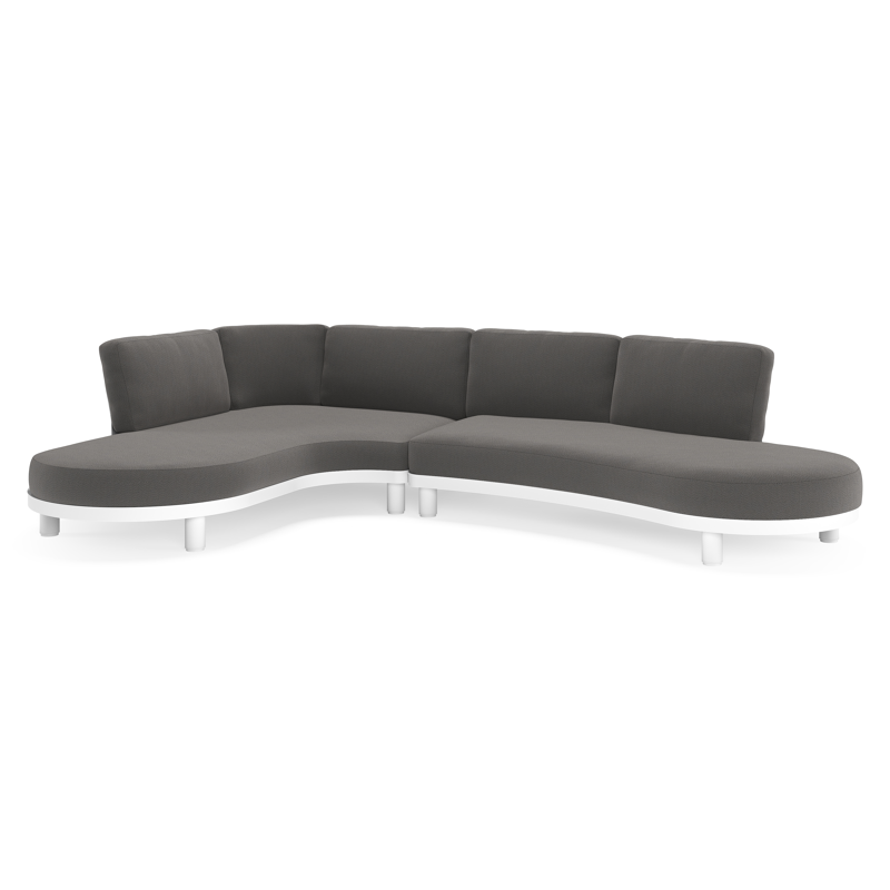 Donato loungehoek in wit aluminium met all weather sunbrella® luxe Lopi Shadow kussen