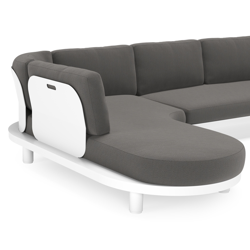 Donato loungehoek in wit aluminium met all weather sunbrella® luxe Lopi Shadow kussen