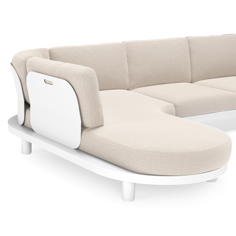 Salon de jardin d'angle Donato en aluminium blanc et coussins en all weather sunbrella® luxe Slow Farafra