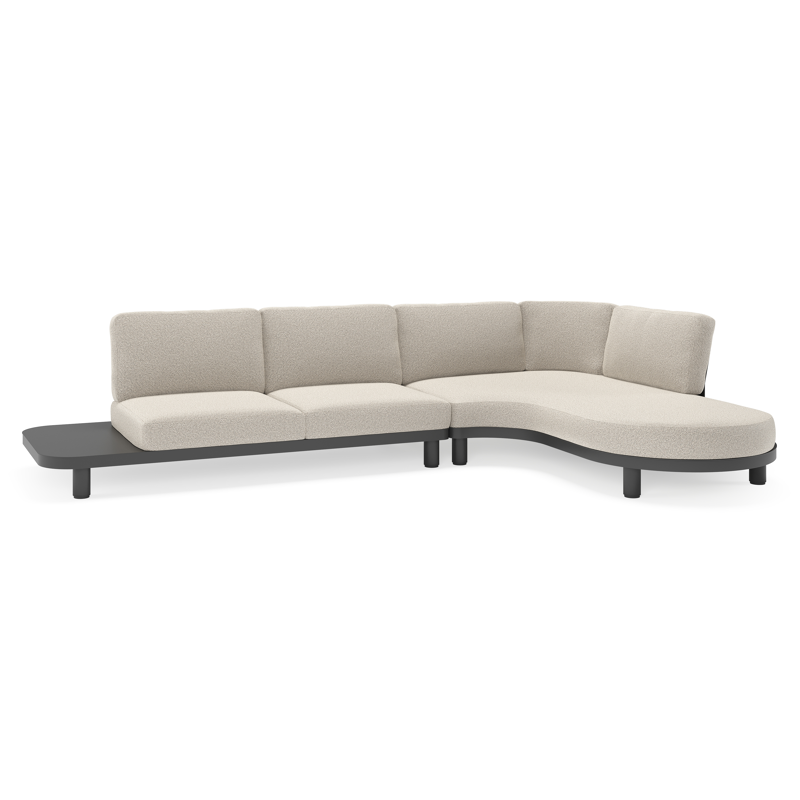 Salon de jardin d'angle Donato en aluminium noir et coussins en all weather solica Firenze Sand