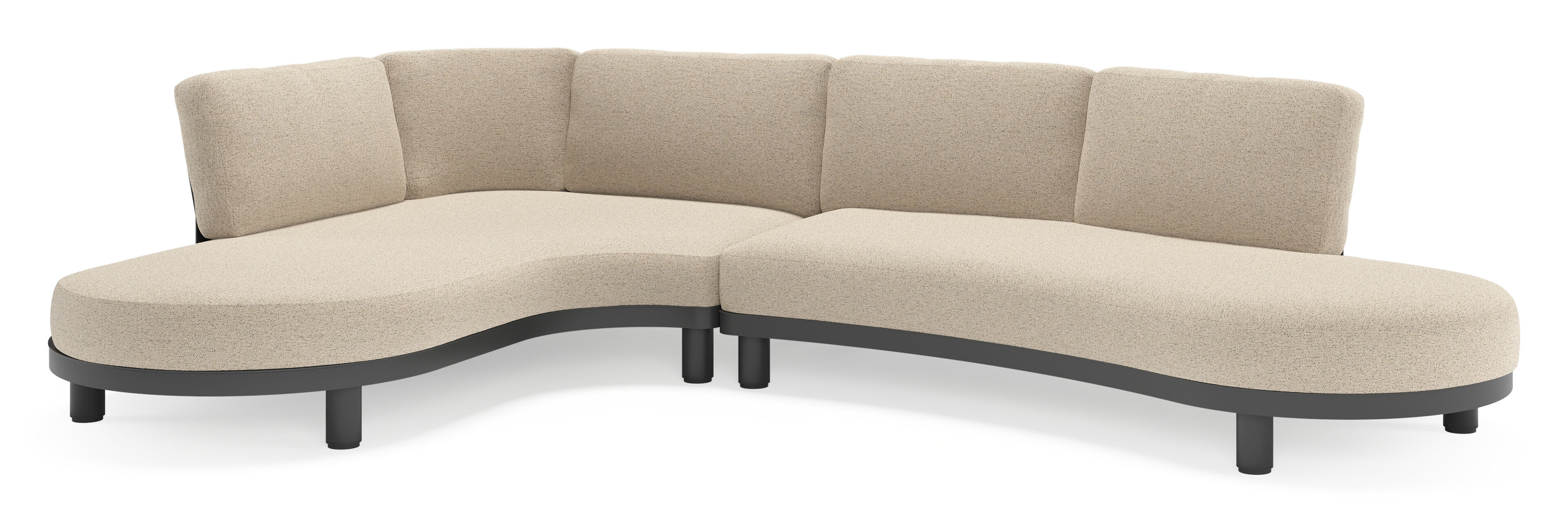 Donato loungehoek in zwart aluminium met all weather cosytica Marbella Beige kussen