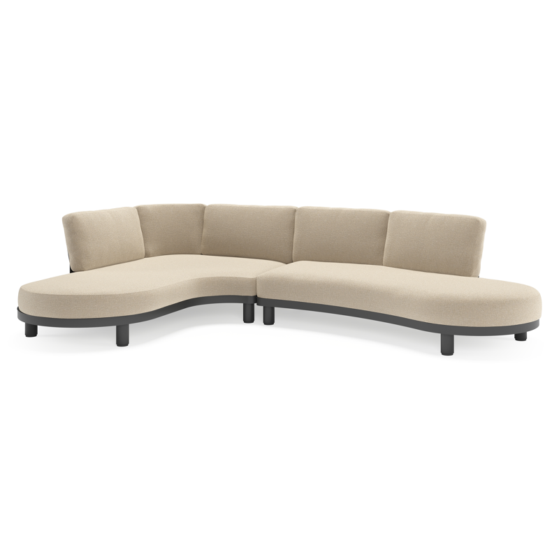 Donato loungehoek in zwart aluminium met all weather cosytica Marbella Sand kussen