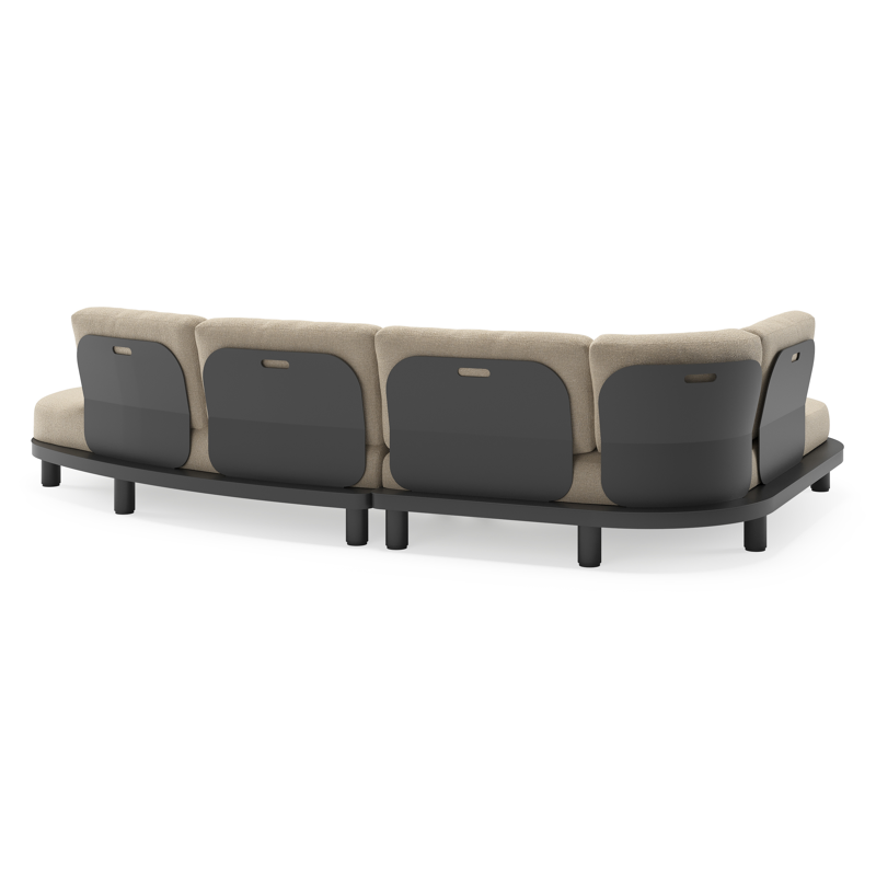 Donato loungehoek in zwart aluminium met all weather cosytica Marbella Sand kussen