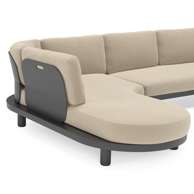 Donato loungehoek in zwart aluminium met all weather cosytica Marbella Sand kussen