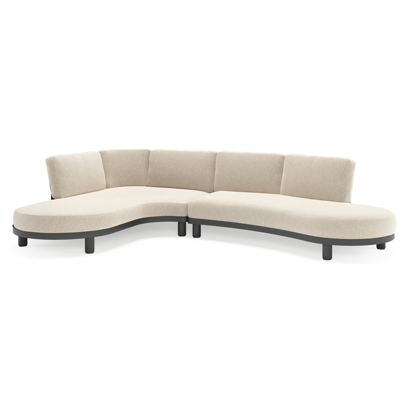 Donato loungehoek in zwart aluminium met all weather cosytica Marbella Ecru kussen