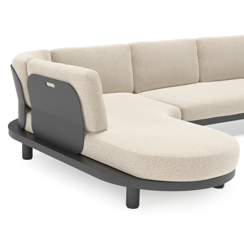 Donato loungehoek in zwart aluminium met all weather cosytica Marbella Ecru kussen
