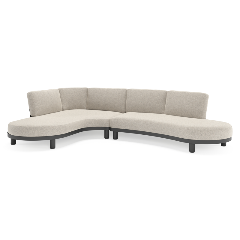 Donato loungehoek in zwart aluminium met all weather solica Firenze Sand kussen