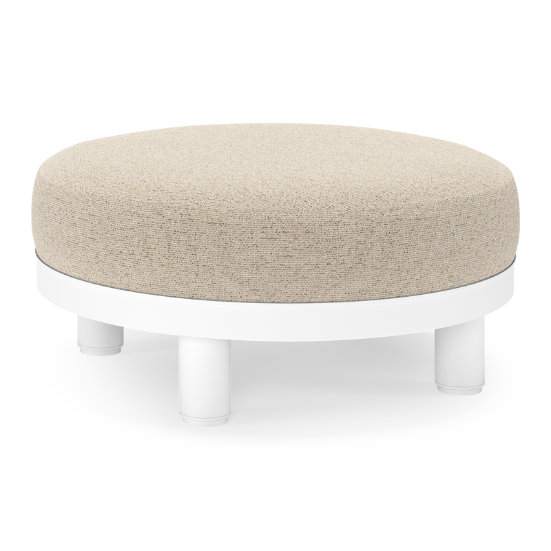 Donato lounge poef in wit aluminium met All Weather Cosytica Marbella Beige kussen