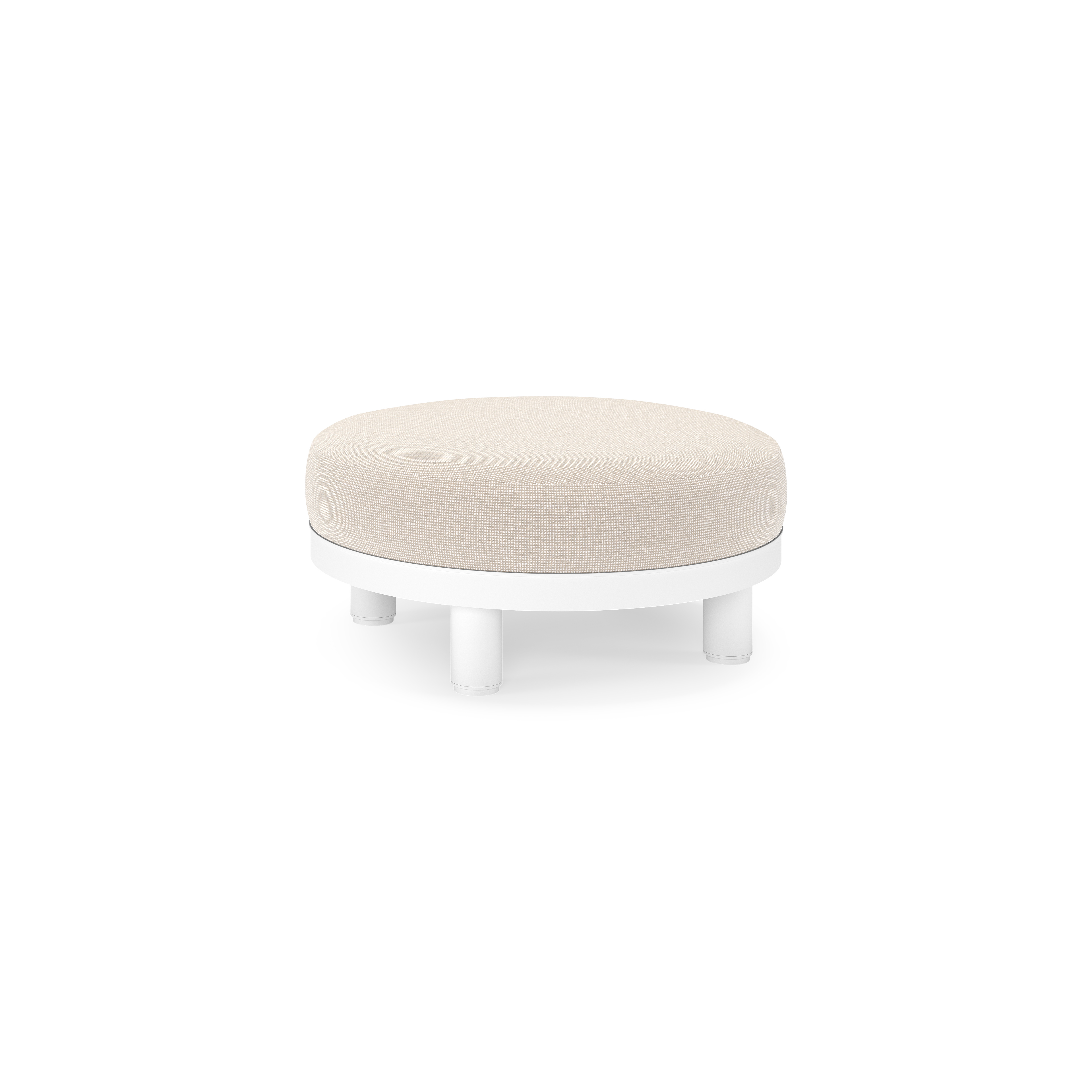 Salon de jardin pouf Donato en aluminium blanc et coussins en all Weather Sunbrella® Luxe Slow Farafra
