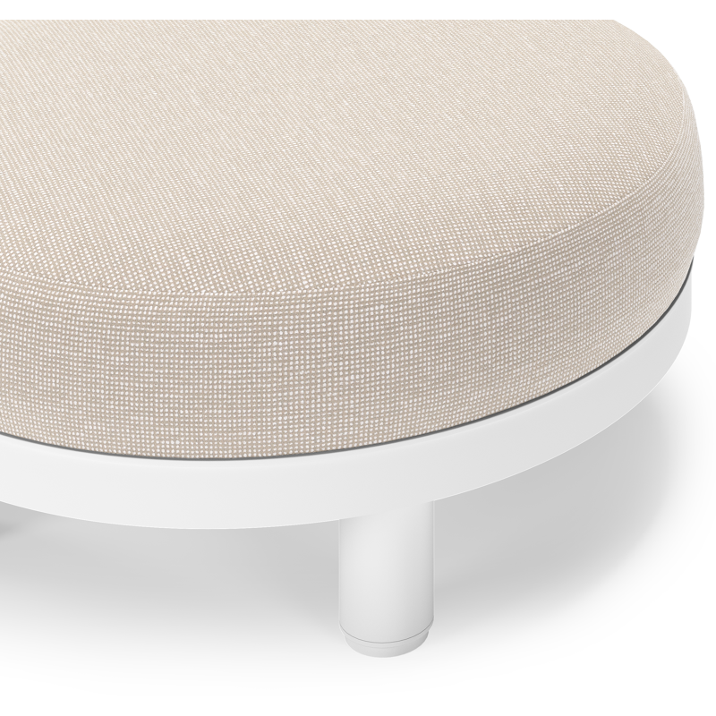 Salon de jardin pouf Donato en aluminium blanc et coussins en all Weather Sunbrella® Luxe Slow Farafra