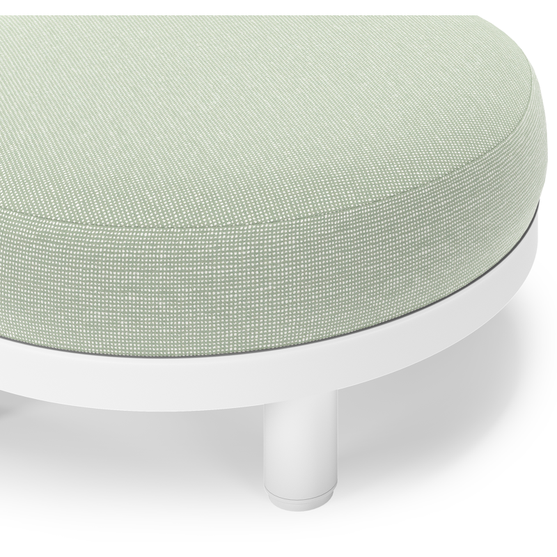 Salon de jardin pouf Donato en aluminium blanc et coussins en all Weather Sunbrella® Luxe Slow Spirea