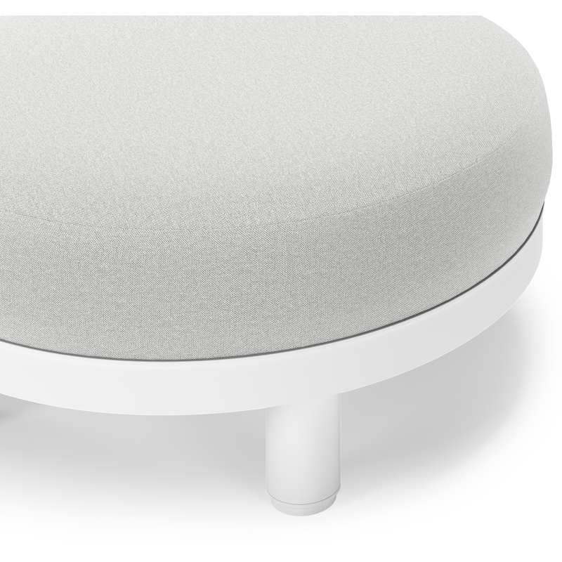 Salon de jardin pouf Donato en aluminium blanc et coussins en all Weather Sunbrella® Luxe Natte Grey Chine