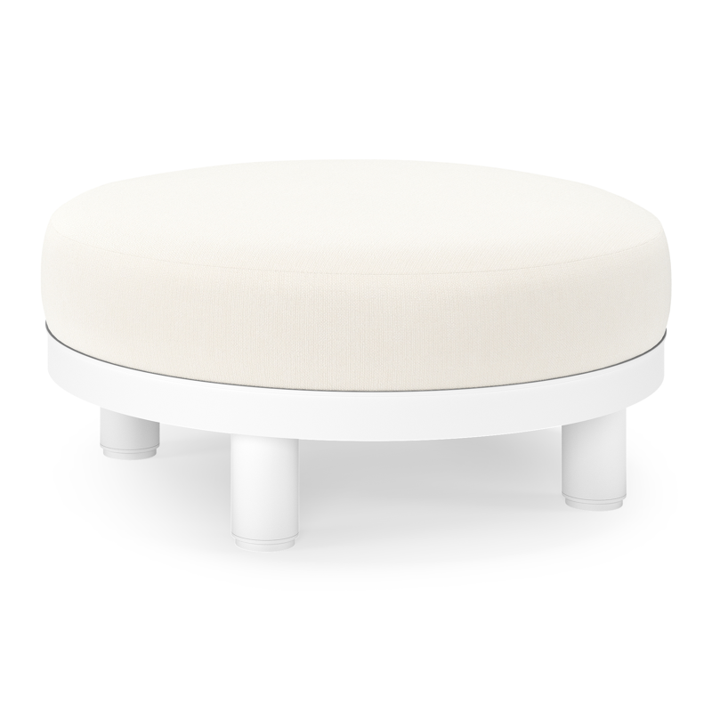 Donato lounge poef in wit aluminium met All Weather Sunbrella® Luxe Savane White kussen