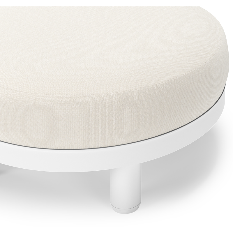 Donato lounge poef in wit aluminium met All Weather Sunbrella® Luxe Savane White kussen