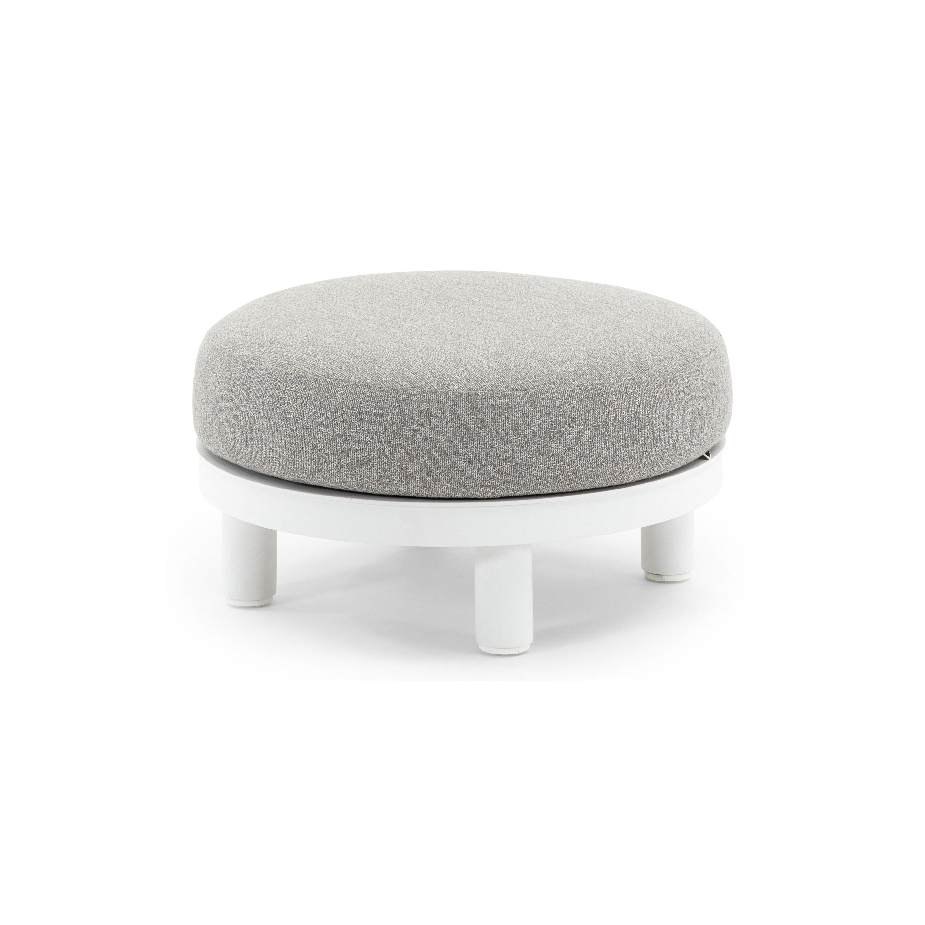 Pouf Donato en aluminium blanc avec coussin en all weather sunbrella® luxe tundra charcoal