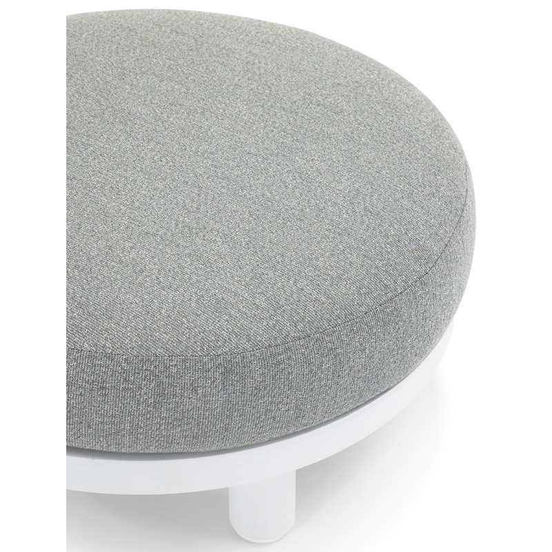 Pouf Donato en aluminium blanc avec coussin en all weather sunbrella® luxe tundra charcoal