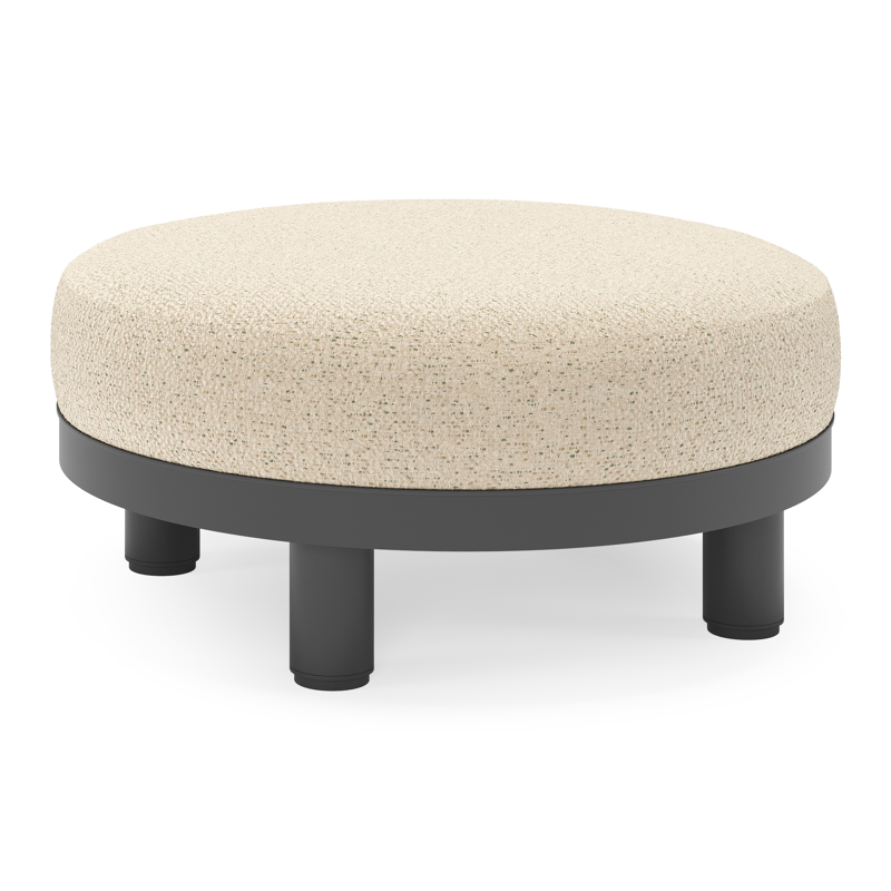 Donato lounge poef in zwart aluminium met All Weather Cosytica Bora Forest kussen