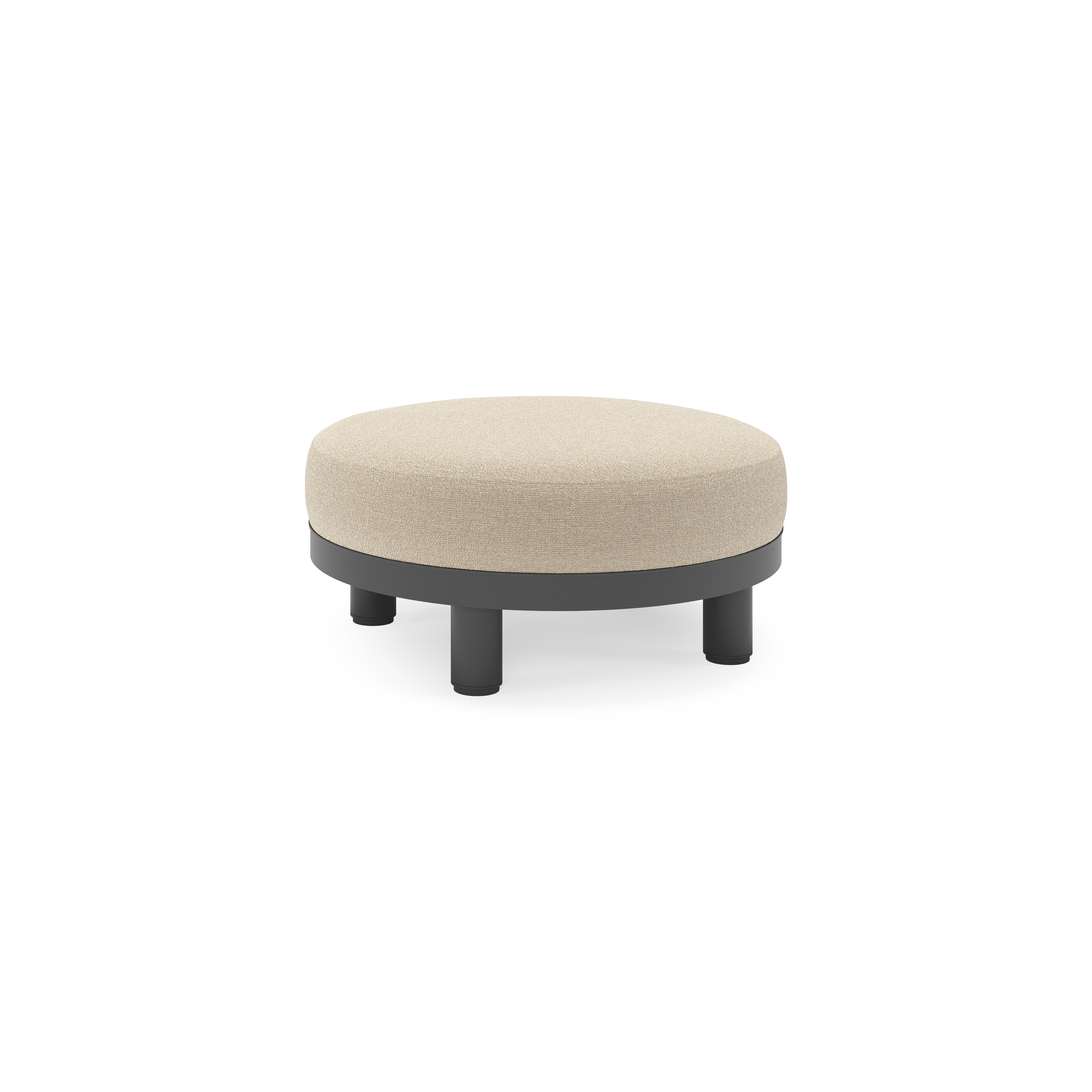 Donato lounge poef in zwart aluminium met All Weather Cosytica Marbella Sand kussen