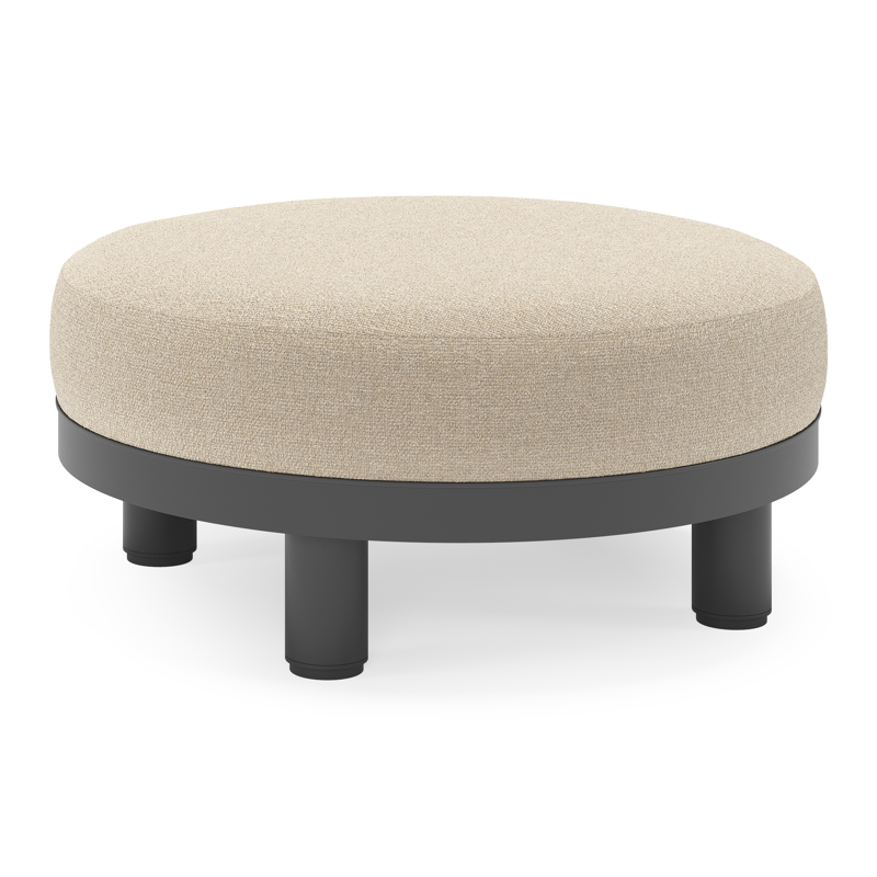 Donato lounge poef in zwart aluminium met All Weather Cosytica Marbella Sand kussen