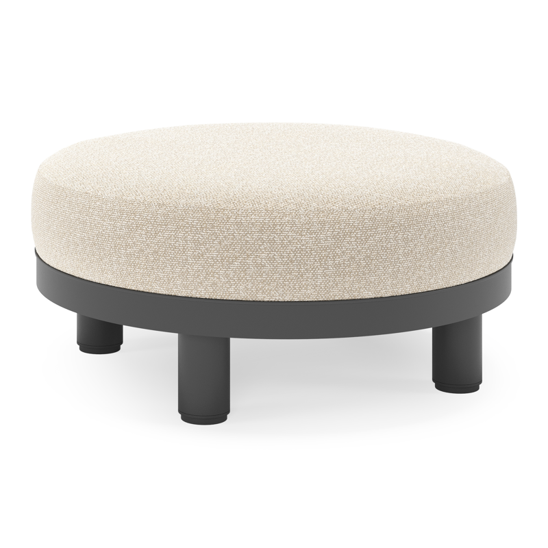 Donato lounge poef in zwart aluminium met All Weather Cosytica Marbella Ecru kussen